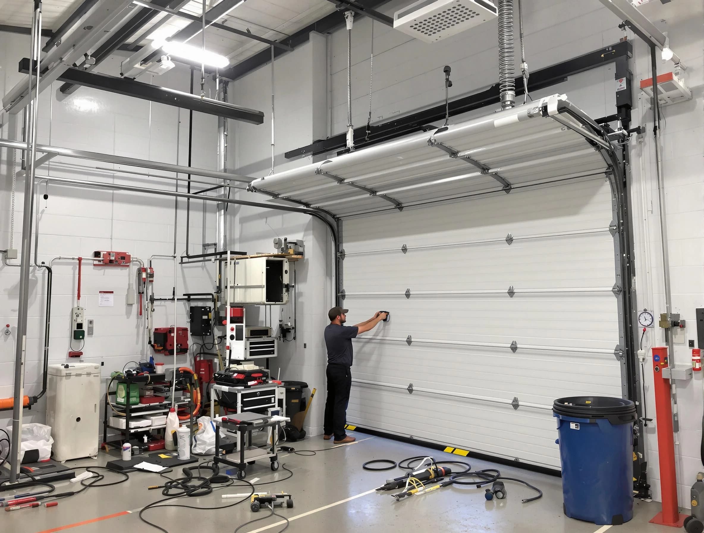 Moody Garage Door Repair certified technician performing commercial door repair at a Moody business facility