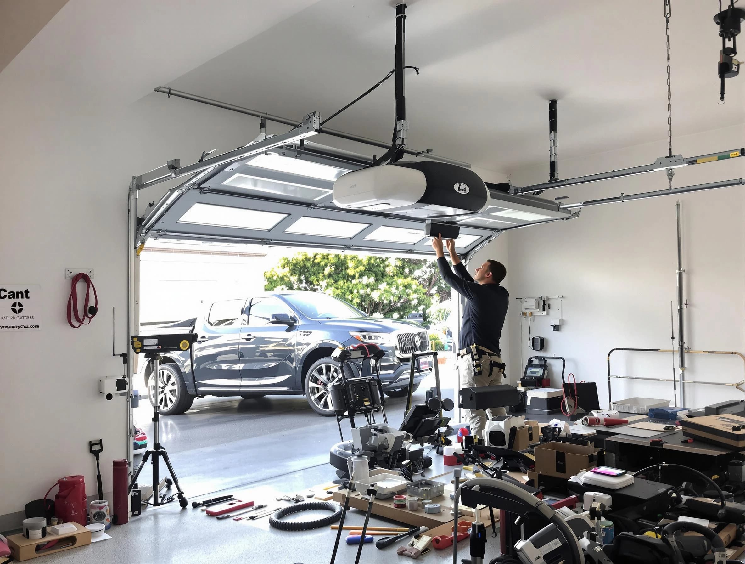 Moody Garage Door Repair specialist installing smart garage door opener system in Moody home