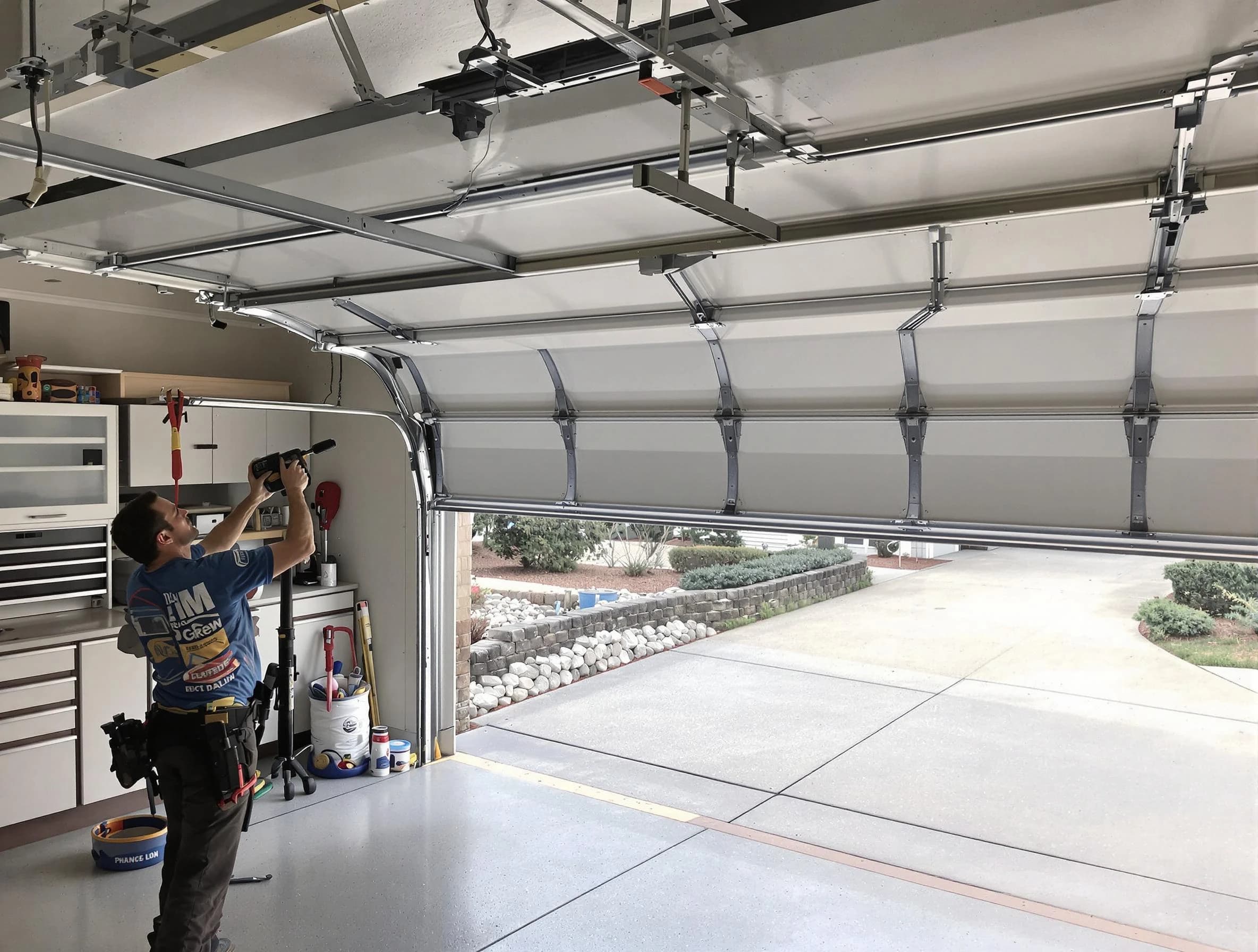Garage door track repair service by Moody Garage Door Repair in Moody