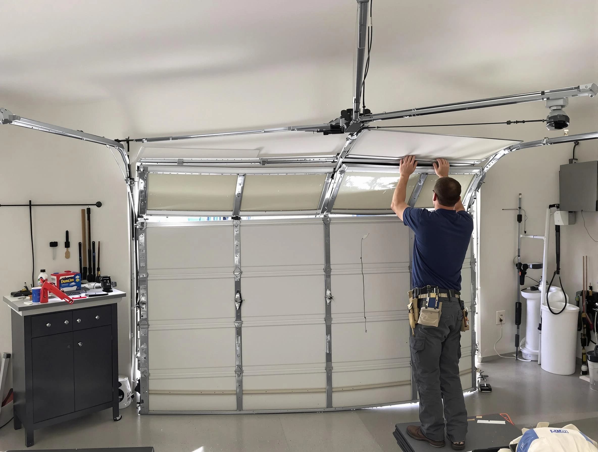 Moody Garage Door Repair specialist performing precise section replacement on Moody garage door