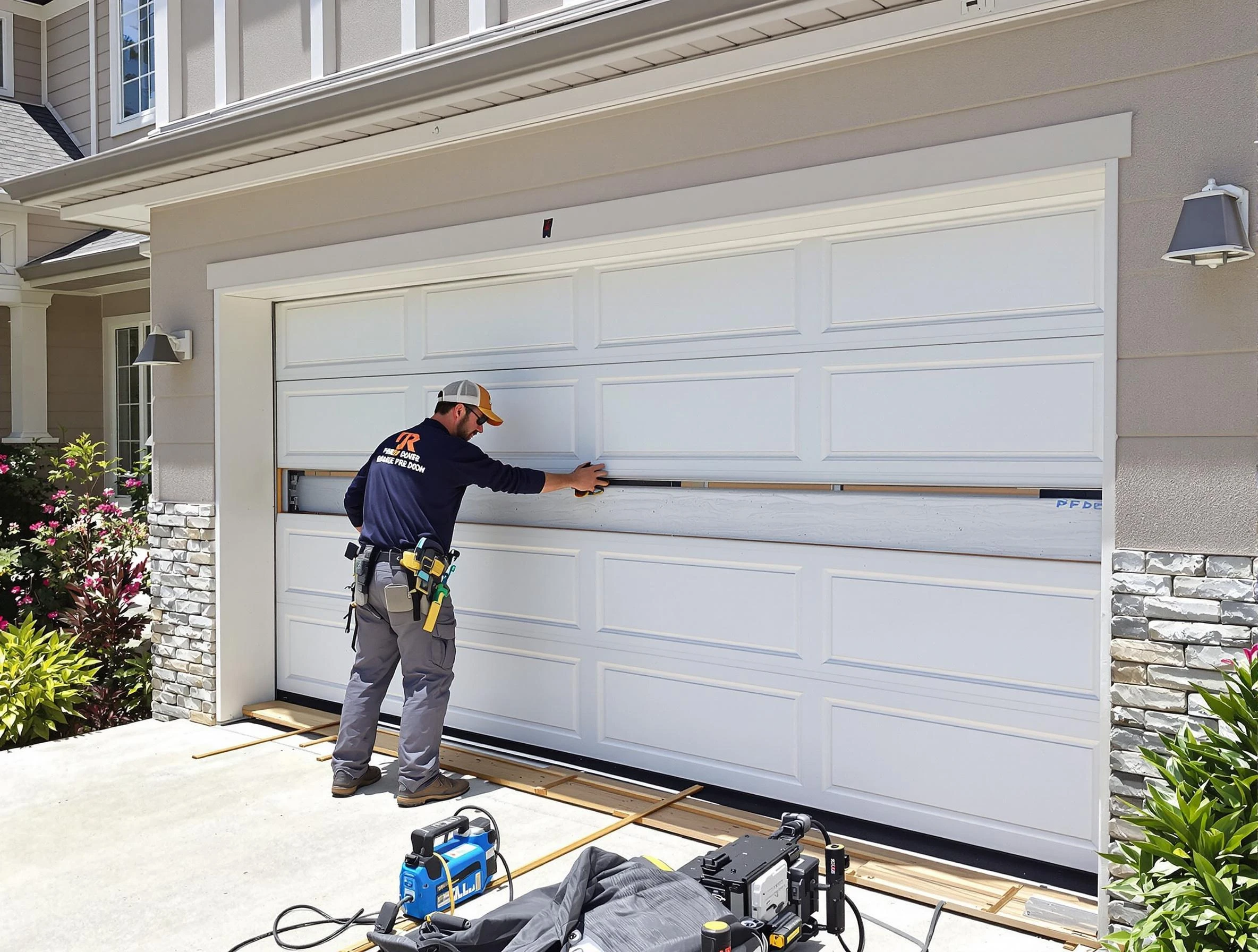 Moody Garage Door Repair team performing complete garage door replacement at Moody residence