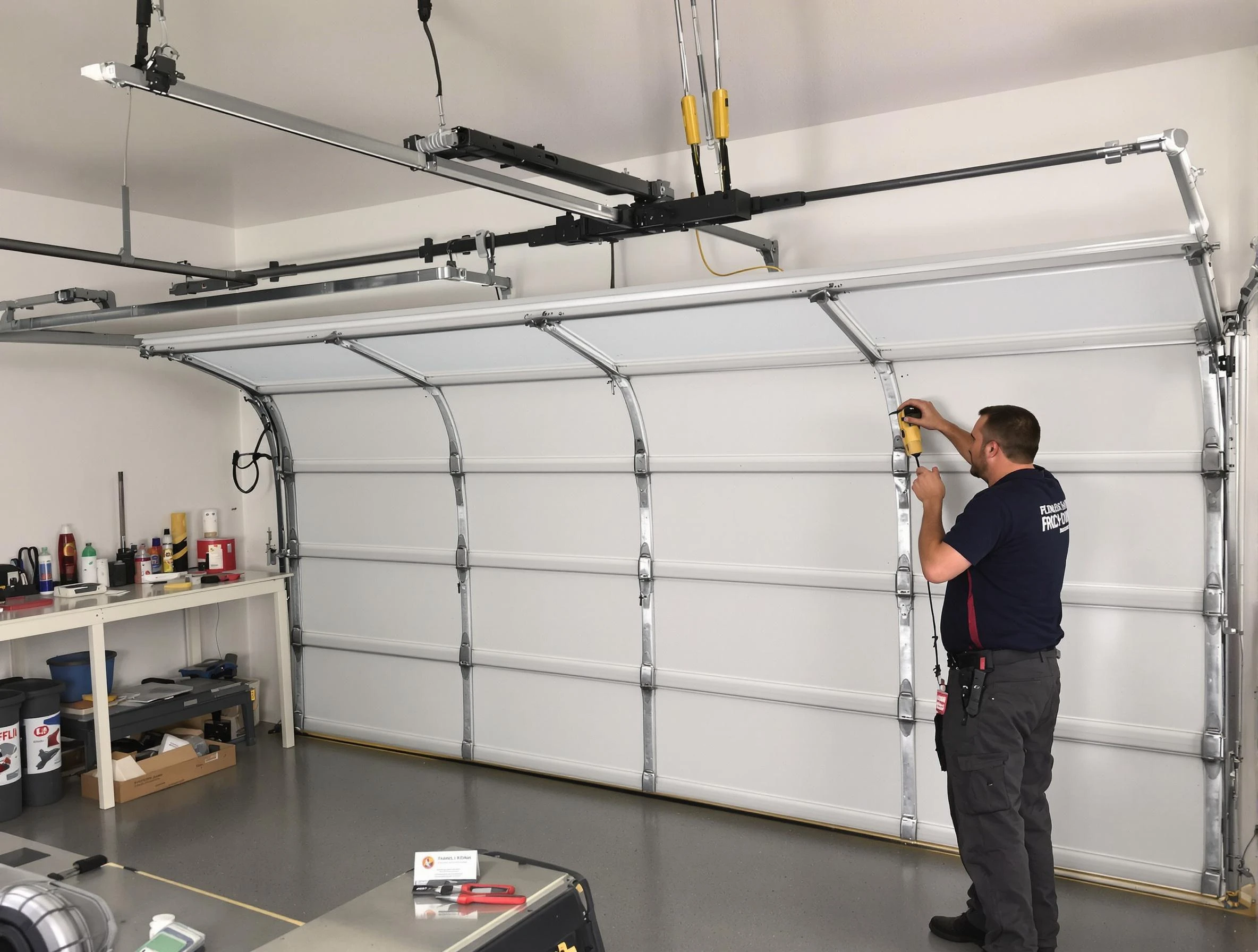 Moody Garage Door Repair certified technician performing overhead door system repair in Moody
