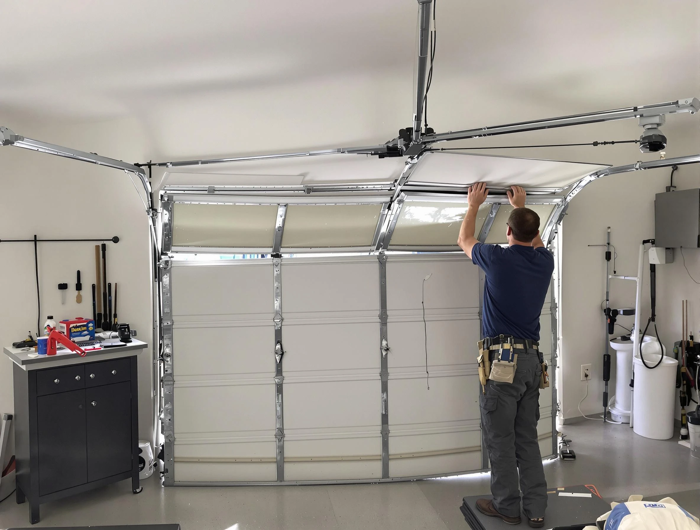 Moody Garage Door Repair specialist performing precise section replacement on Moody garage door
