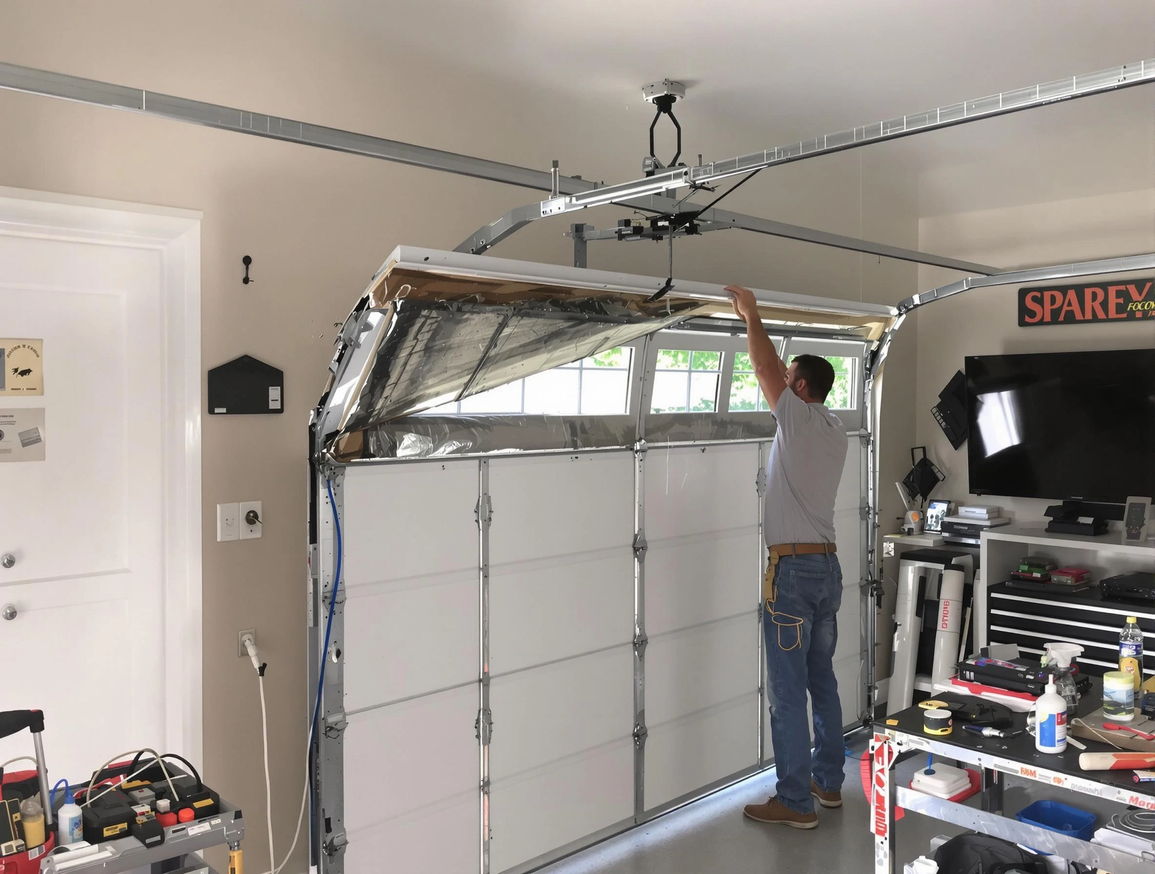 Garage door section replacement by Moody Garage Door Repair in Moody