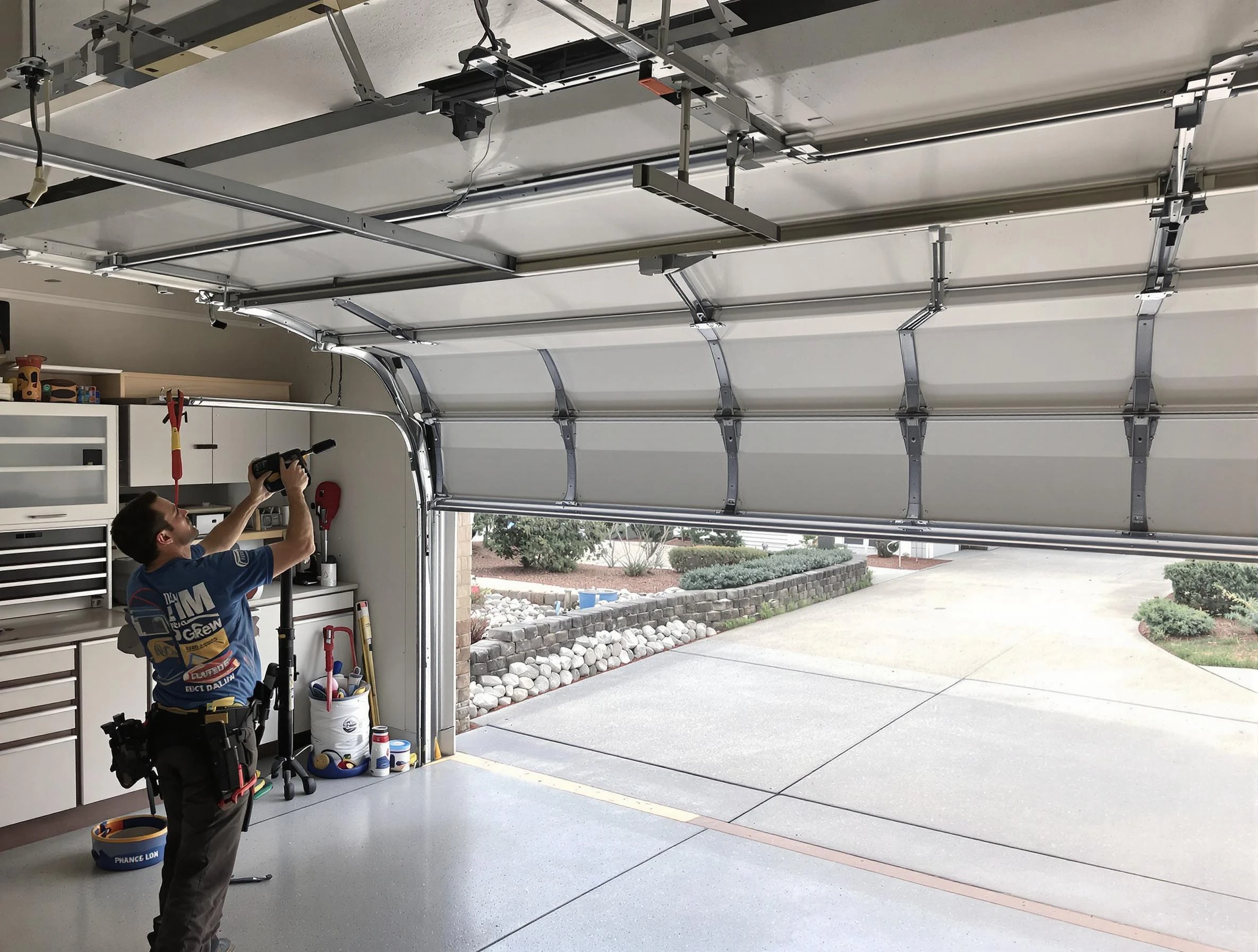 Garage door track repair service by Moody Garage Door Repair in Moody